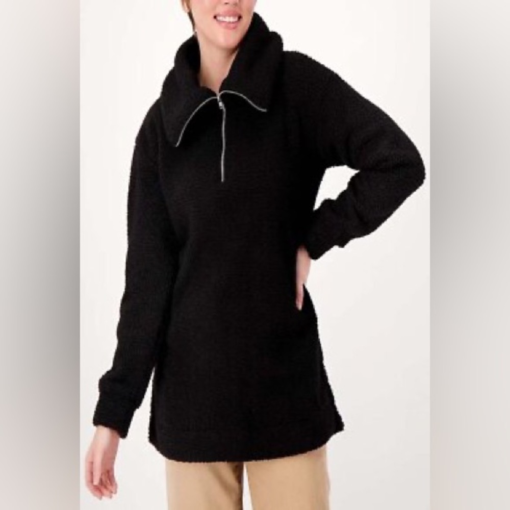 Cuddl Duds Curly Sherpa 1/2 Zip Pullover Black Brand New Size 3X